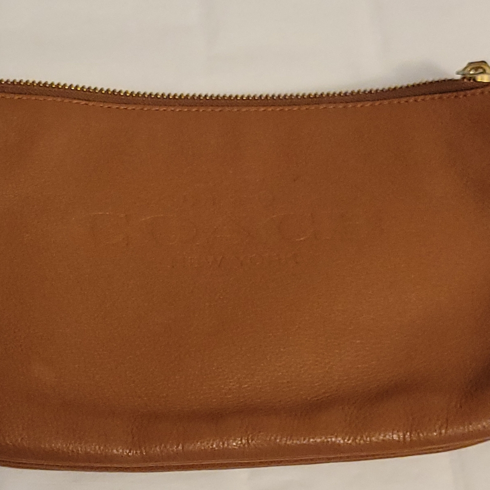 Coach Brown Leather Wristlet with Gold Zipper